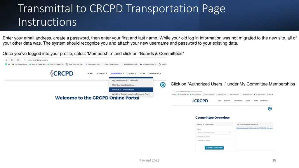 transmittal to crcpd transportation page