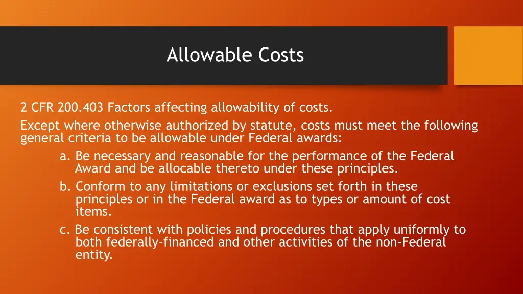 allowable costs