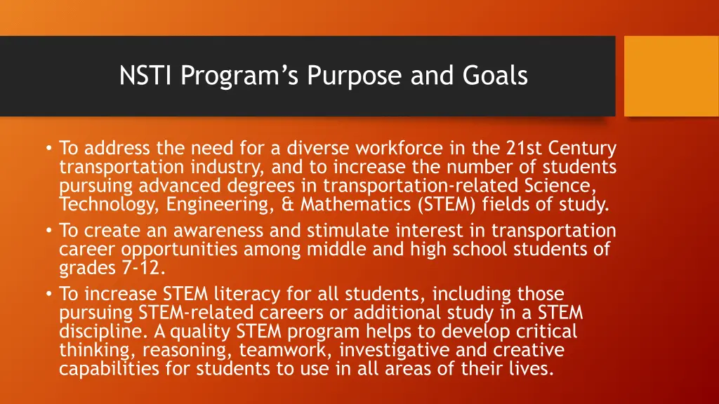 nsti program s purpose and goals