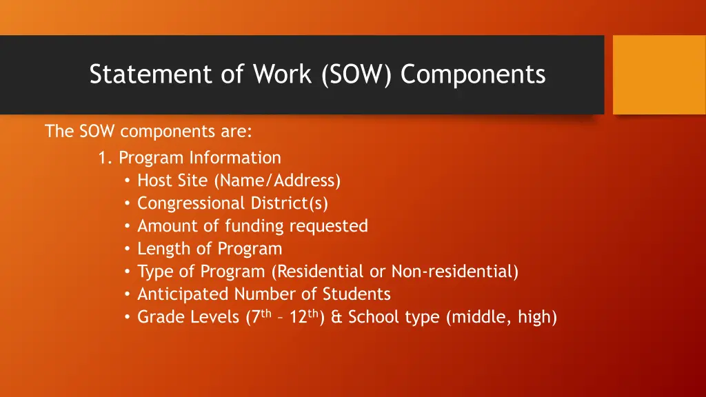 statement of work sow components