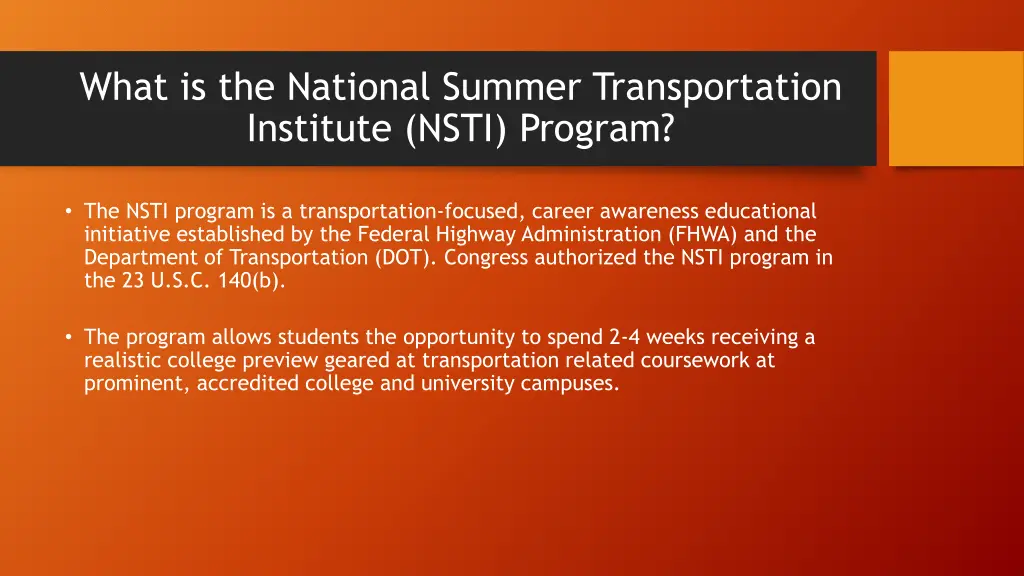 what is the national summer transportation