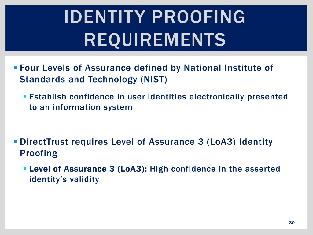 identity proofing requirements