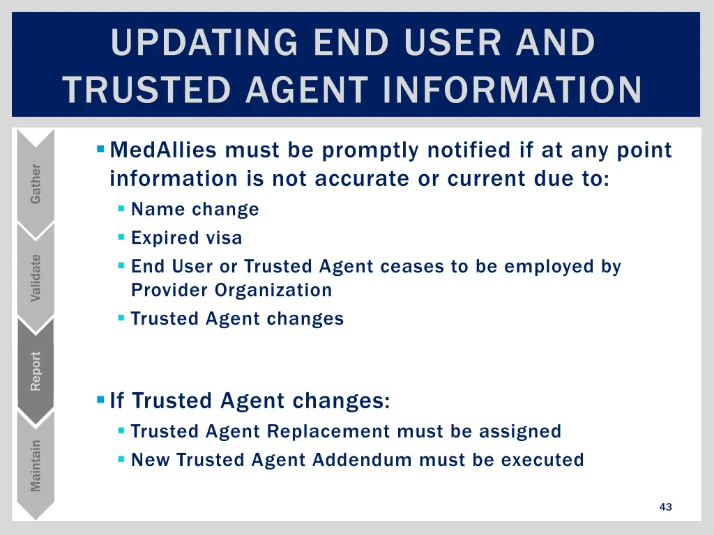 updating end user and trusted agent information