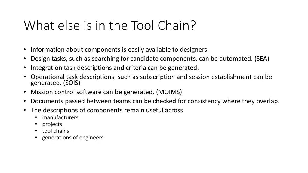 what else is in the tool chain