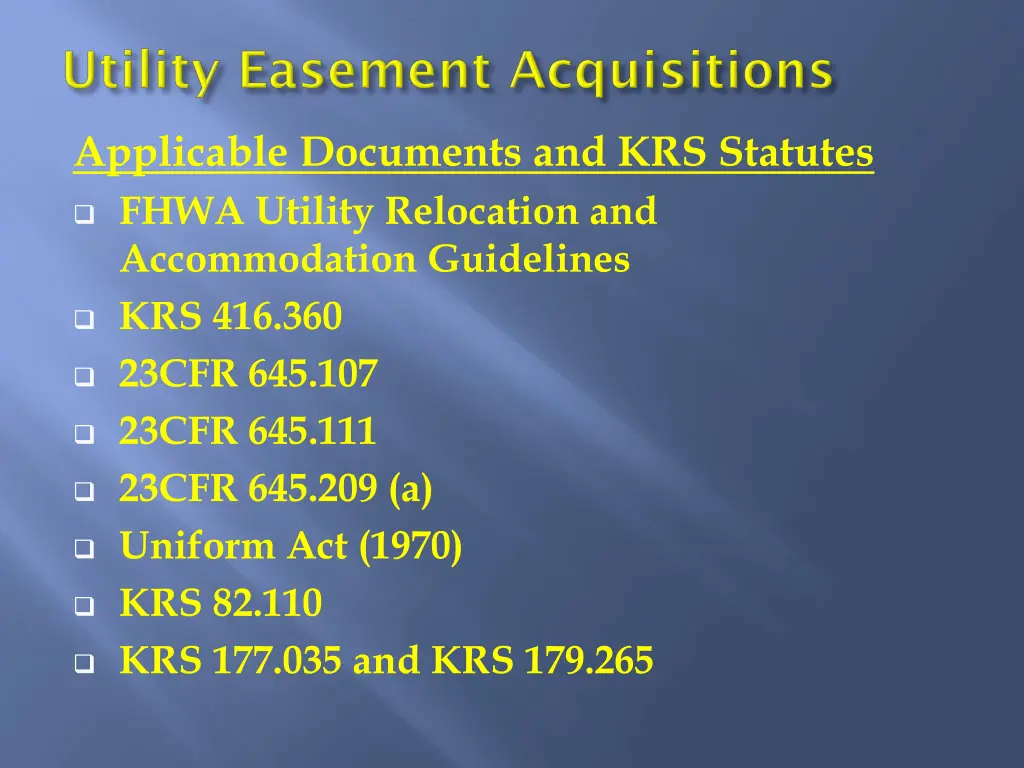 applicable documents and krs statutes fhwa