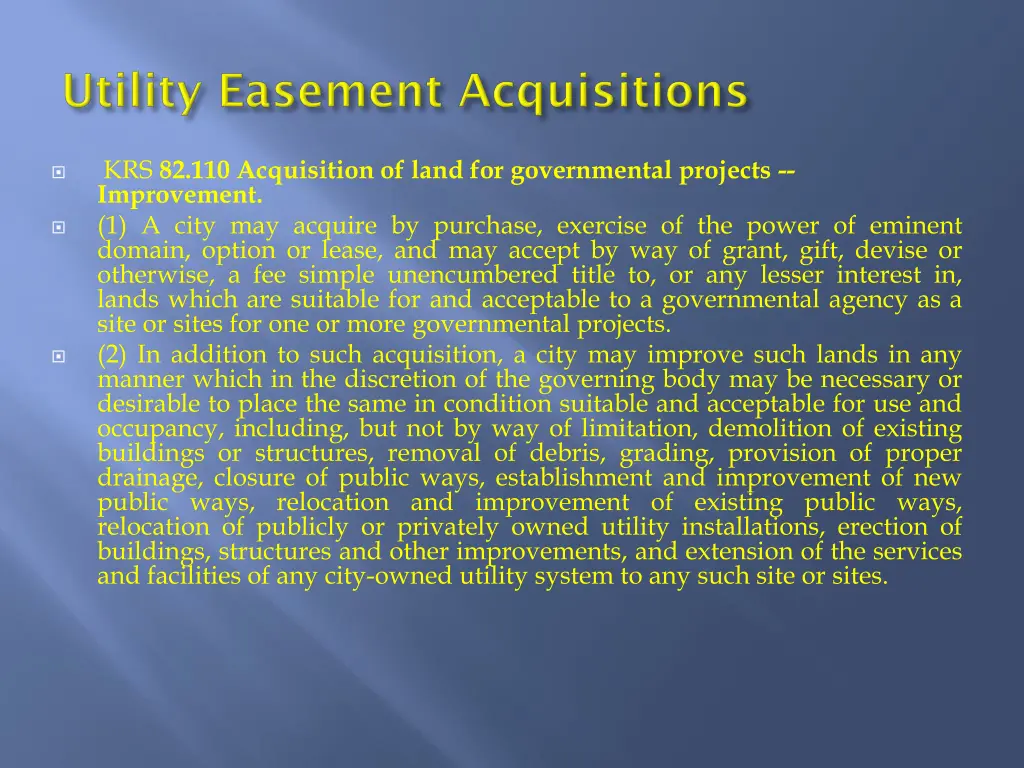 krs 82 110 acquisition of land for governmental