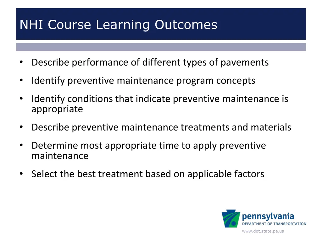 nhi course learning outcomes