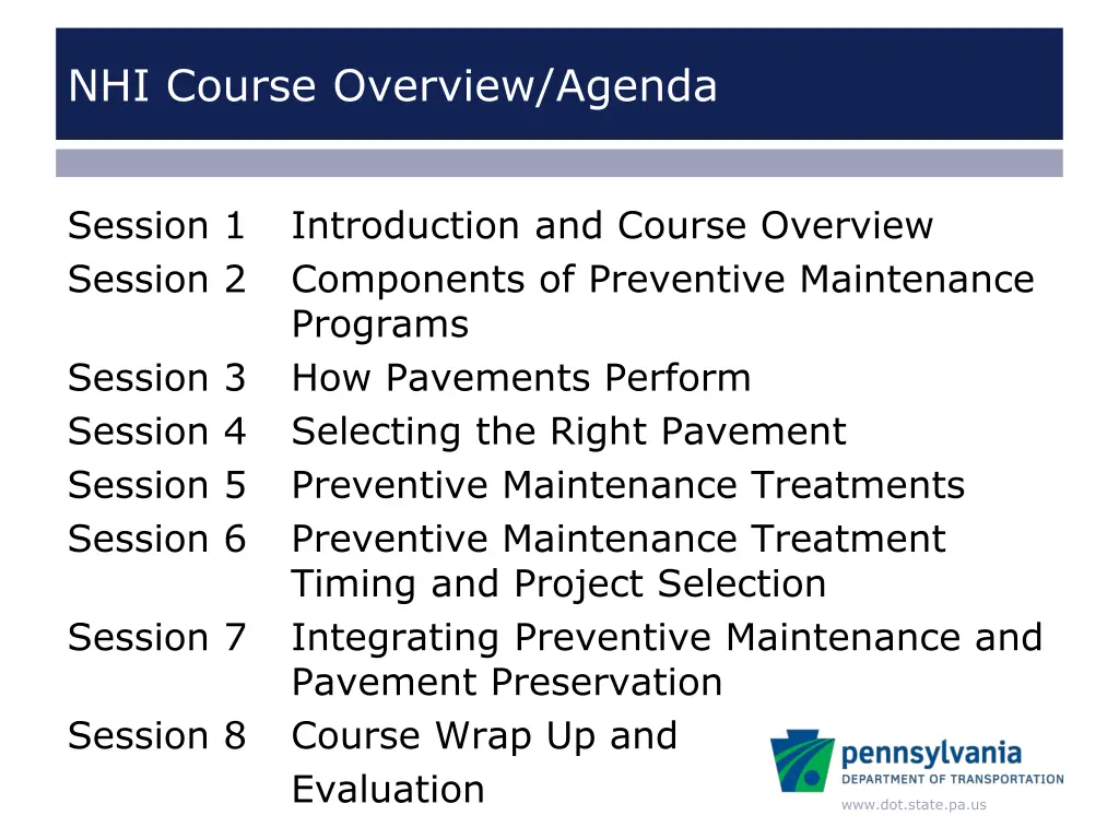 nhi course overview agenda