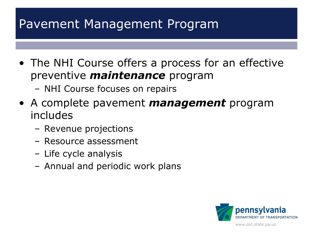 pavement management program