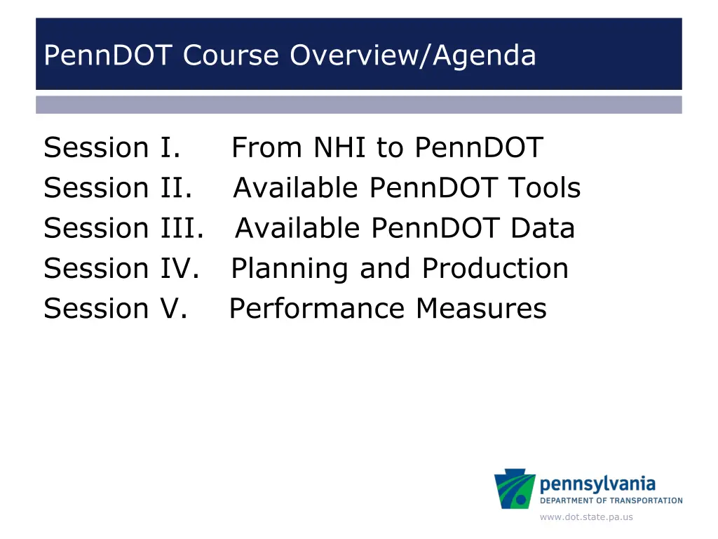 penndot course overview agenda