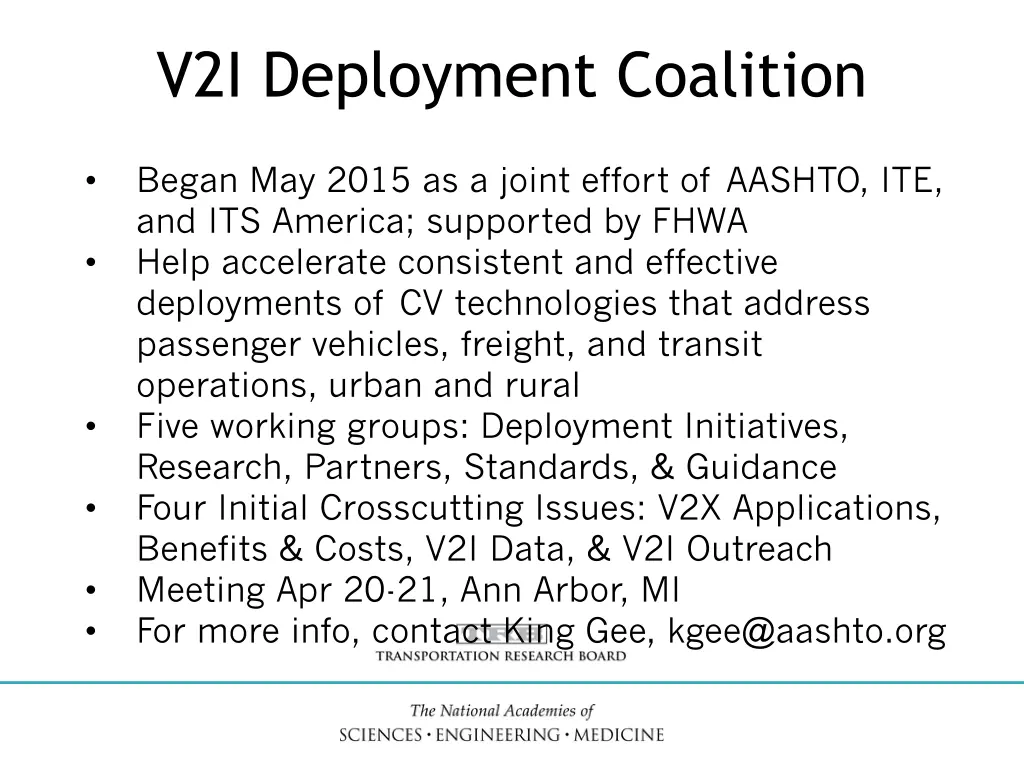 v2i deployment coalition