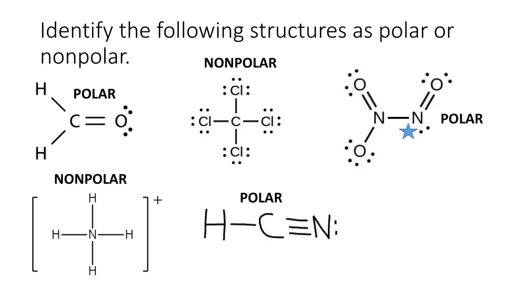 identify the following structures as polar 1