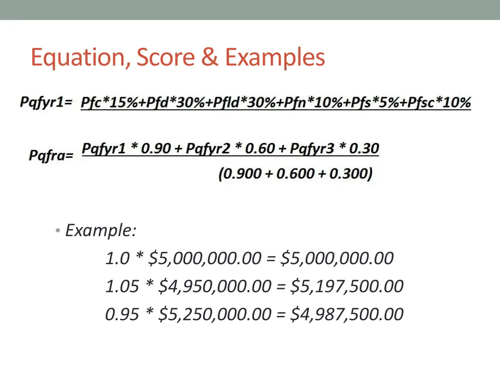 equation score examples