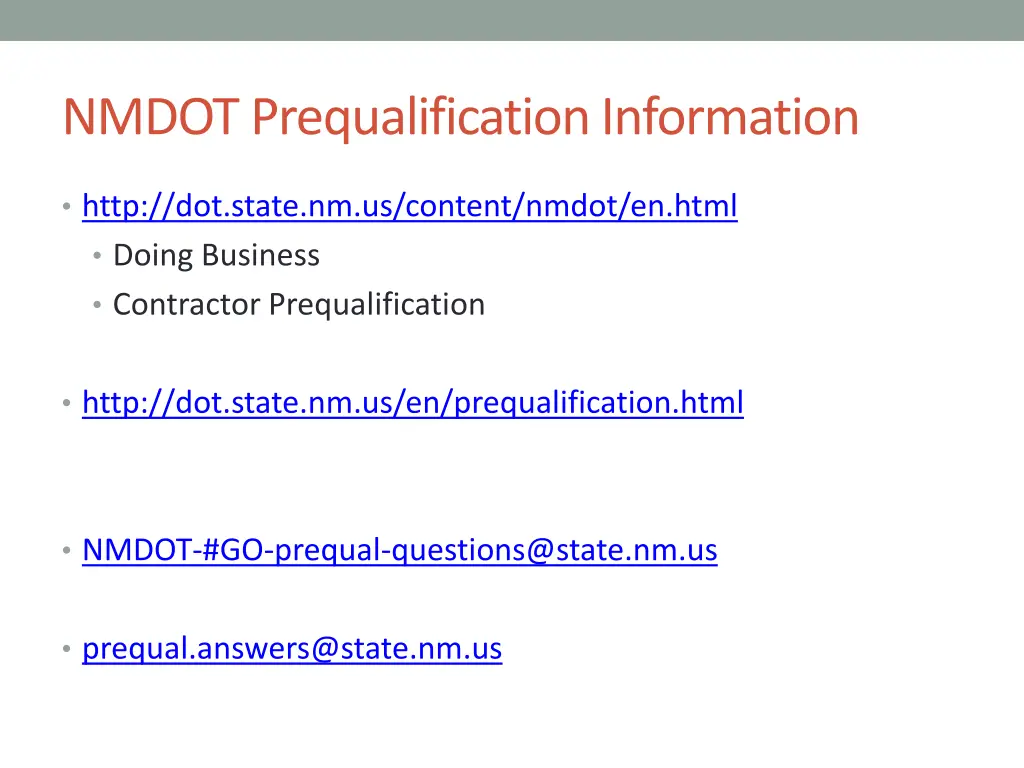 nmdot prequalification information