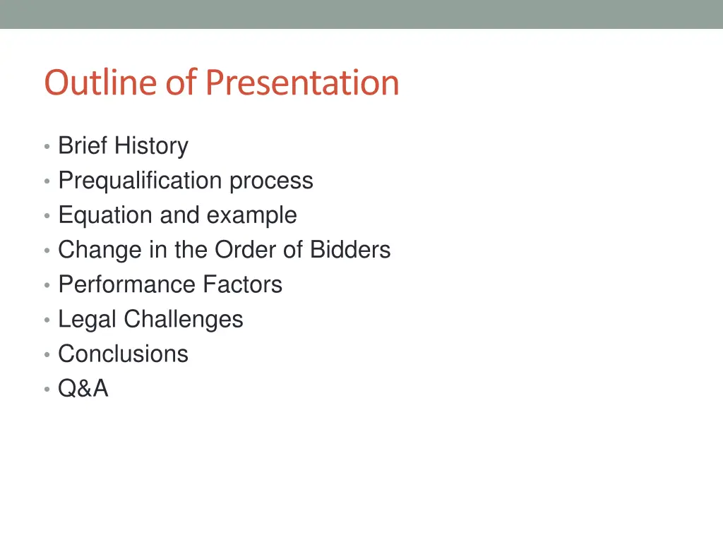 outline of presentation