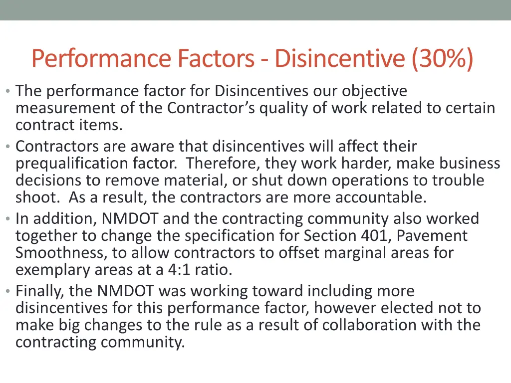 performance factors disincentive 30