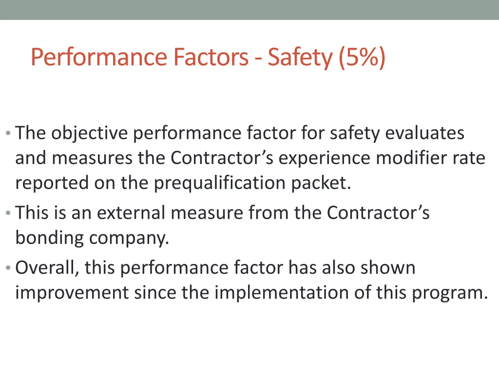 performance factors safety 5