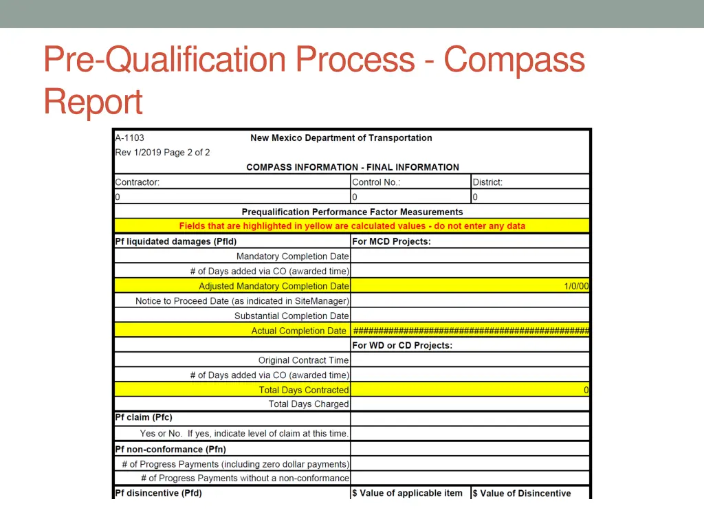 pre qualification process compass report