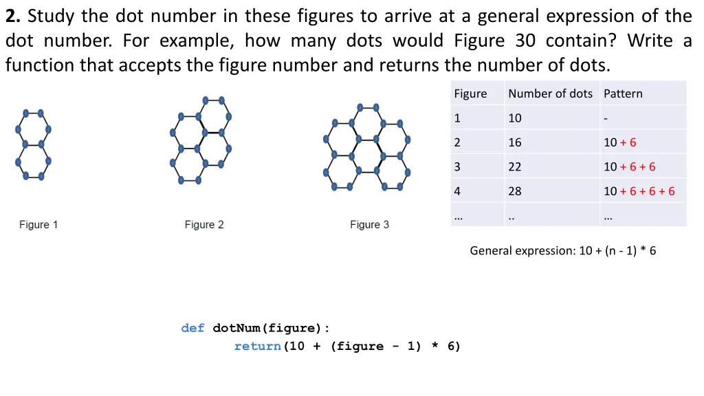 2 study the dot number in these figures to arrive 2