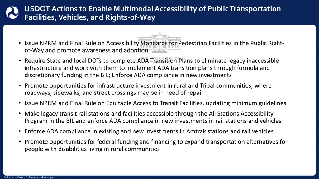 usdot actions to enable multimodal accessibility