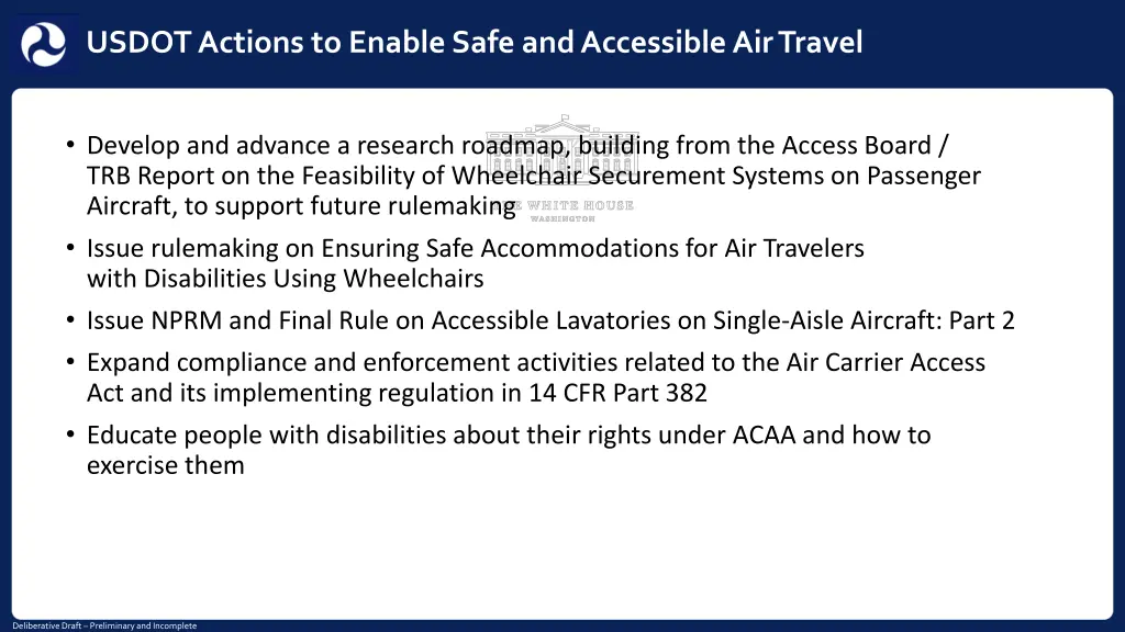 usdot actions to enable safe and accessible