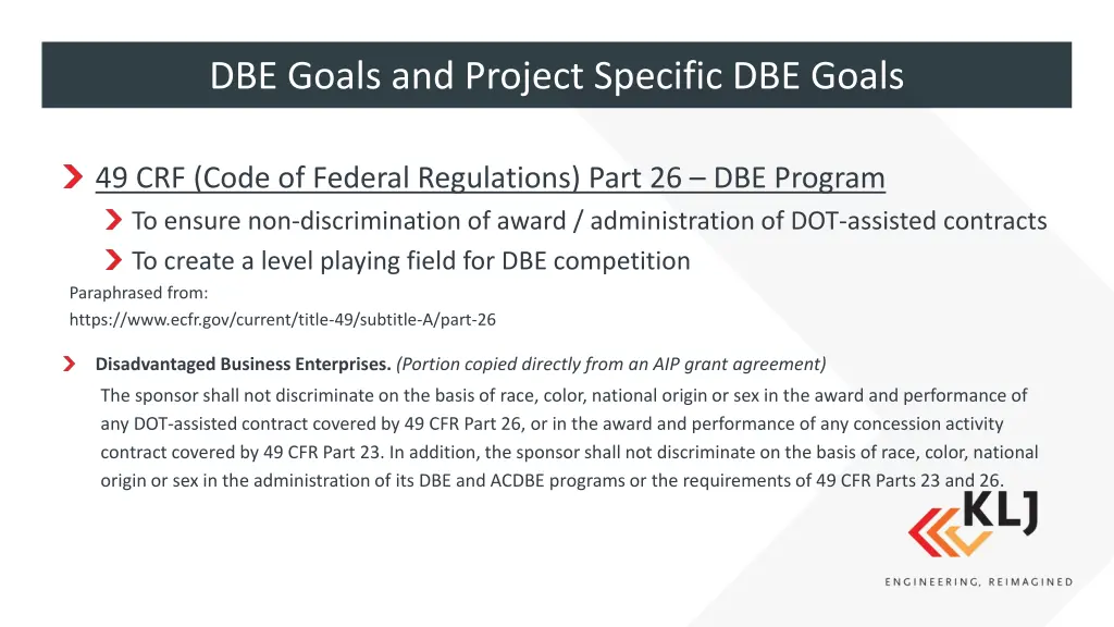 dbe goals and project specific dbe goals