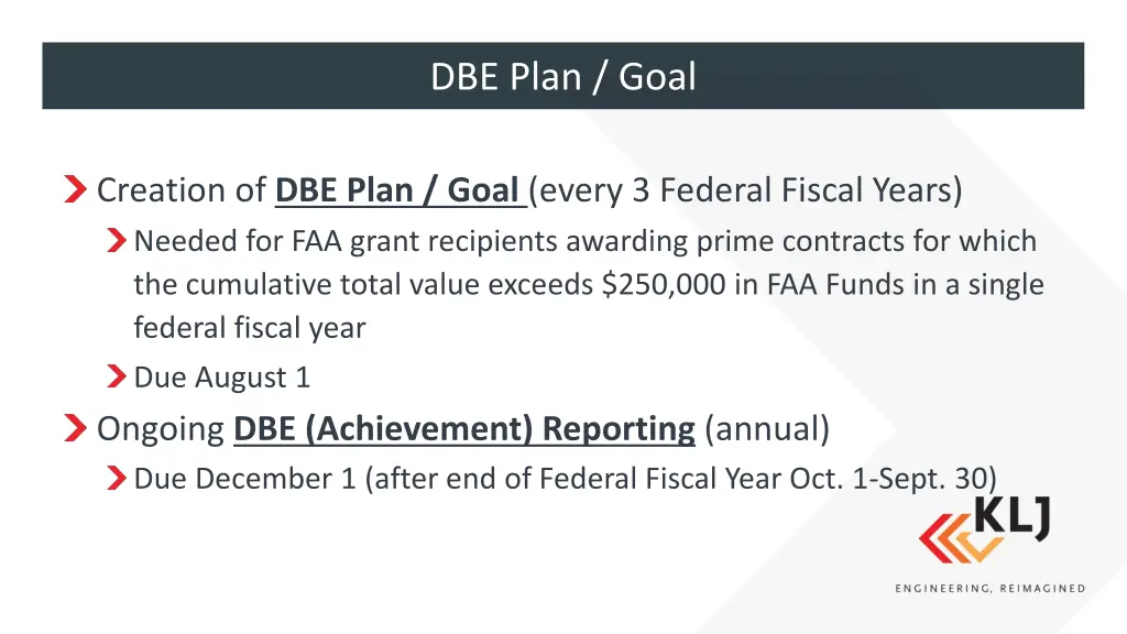 dbe plan goal 1