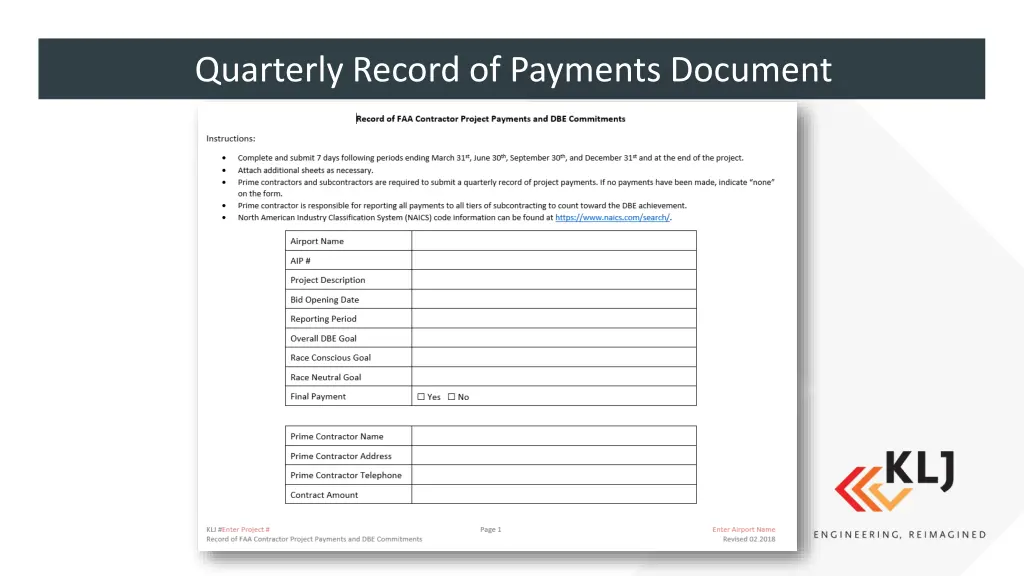 quarterly record of payments document