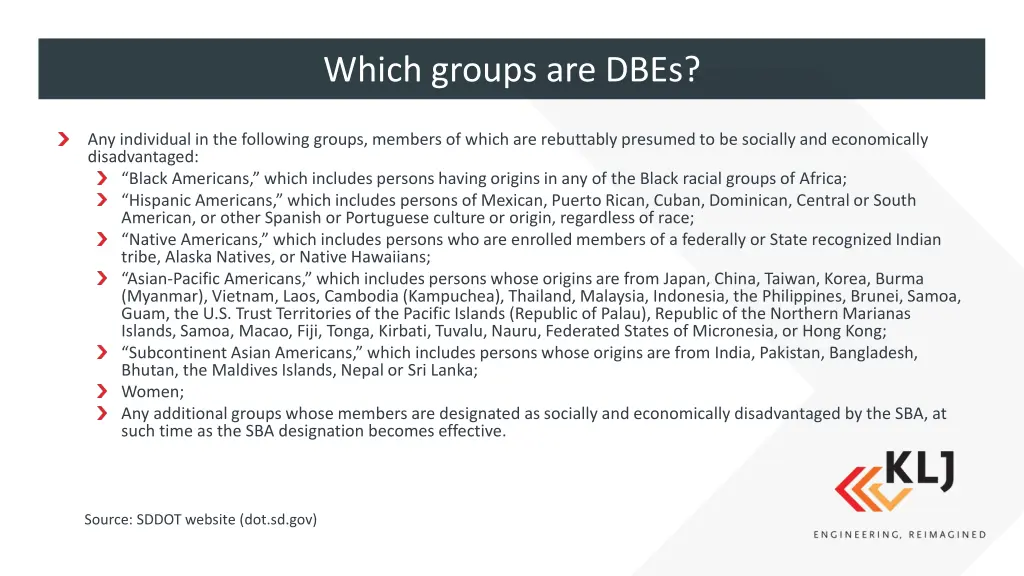 which groups are dbes