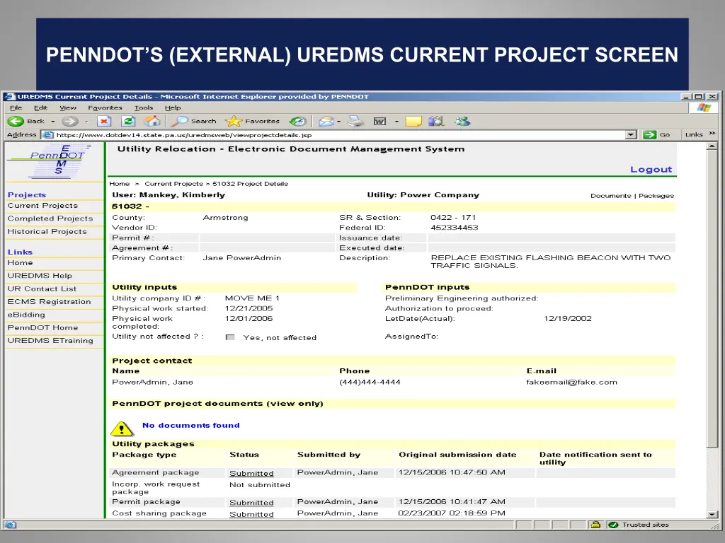 penndot s external uredms current project screen 1