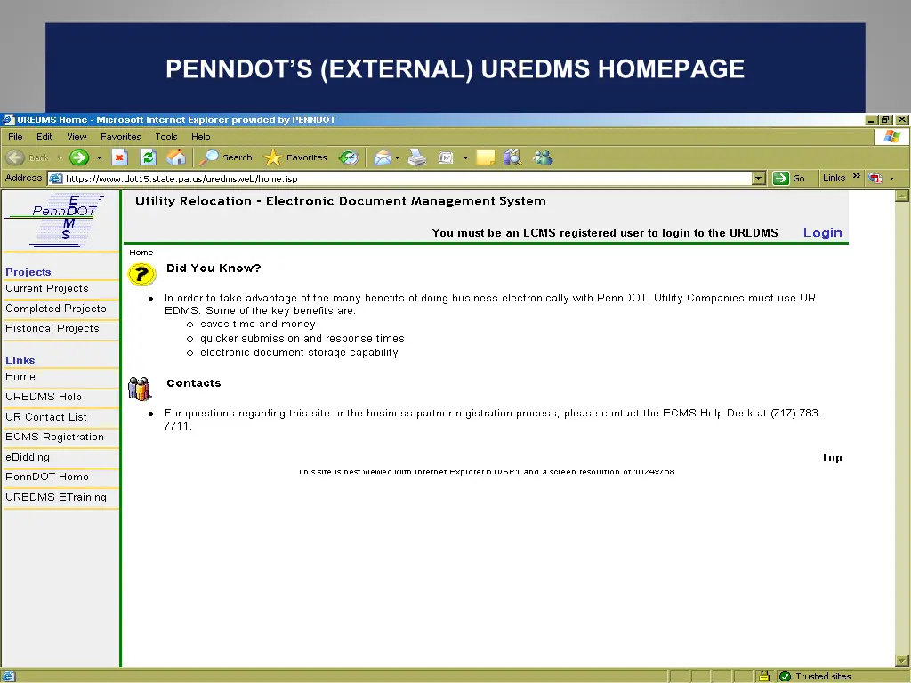 penndot s external uredms homepage 1