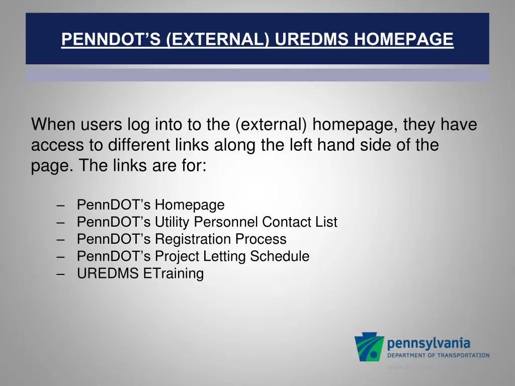 penndot s external uredms homepage