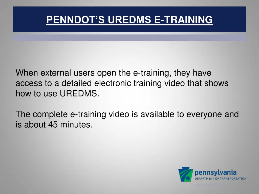 penndot s uredms e training