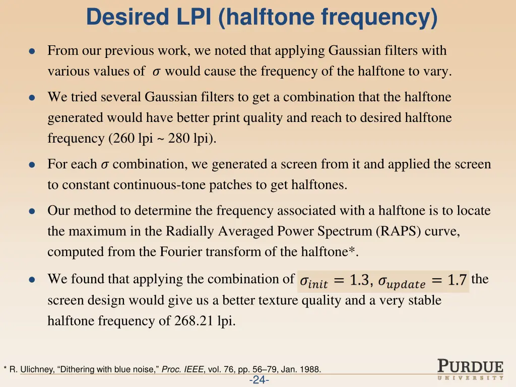 desired lpi halftone frequency