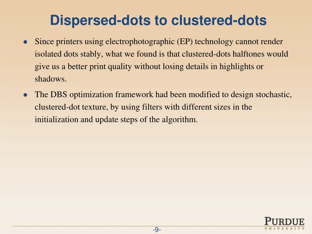 dispersed dots to clustered dots