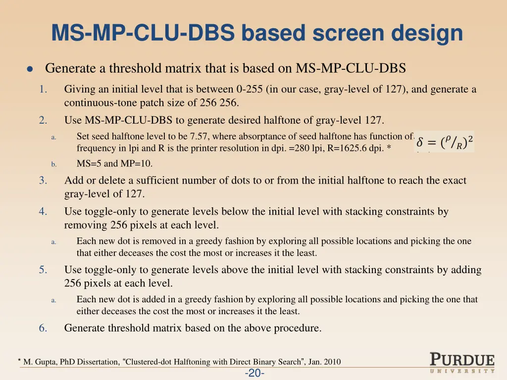 ms mp clu dbs based screen design