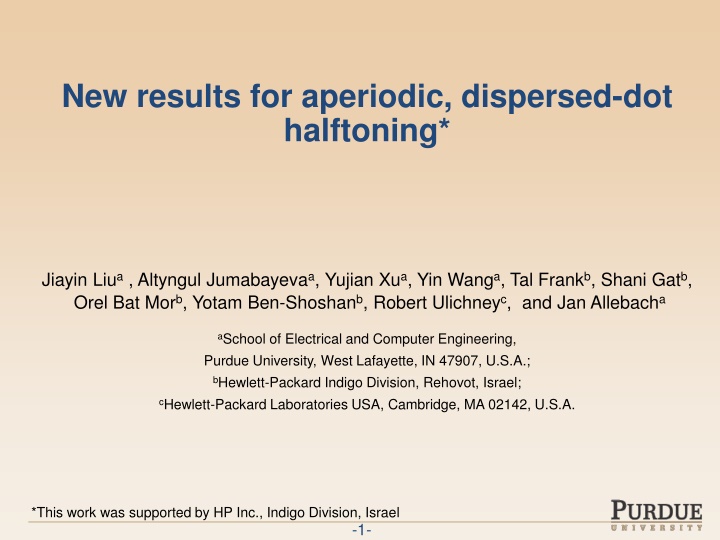 new results for aperiodic dispersed dot halftoning