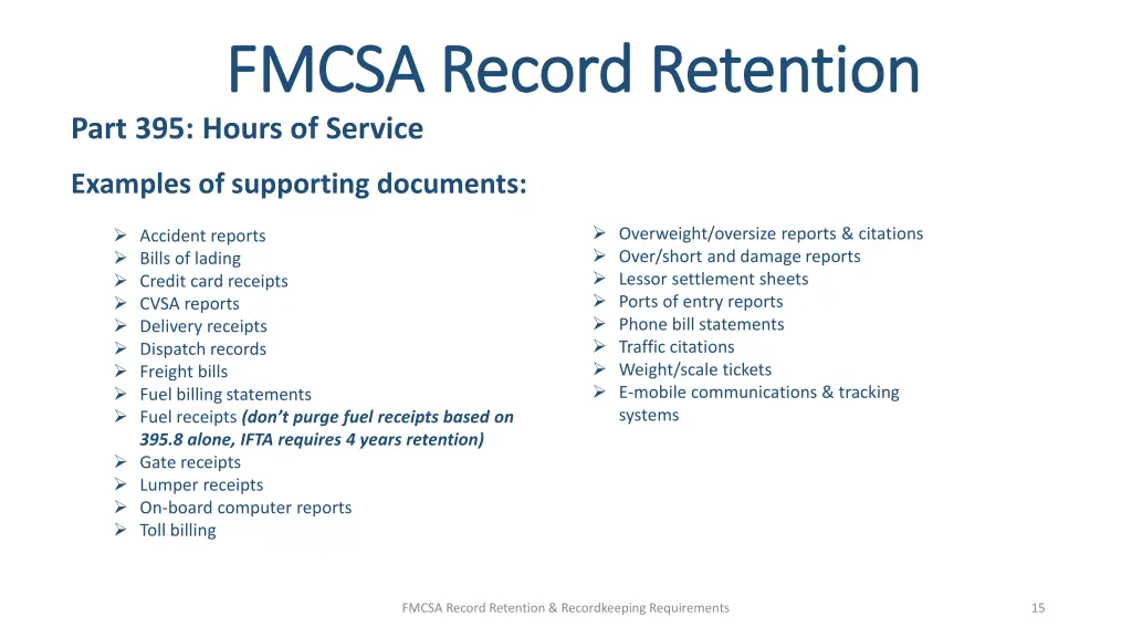 fmcsa record retention fmcsa record retention 10