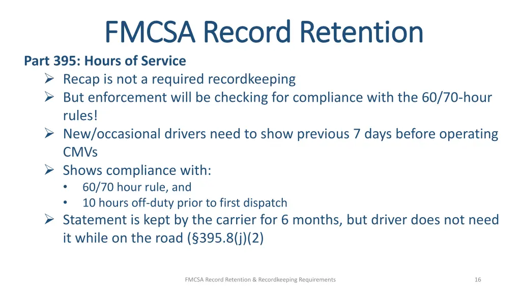 fmcsa record retention fmcsa record retention 11