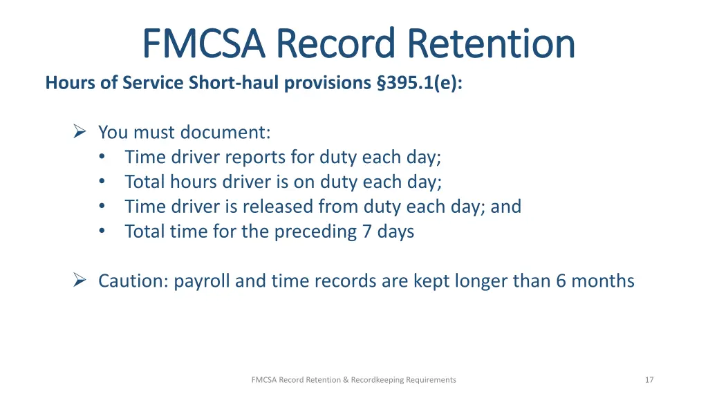 fmcsa record retention fmcsa record retention 12