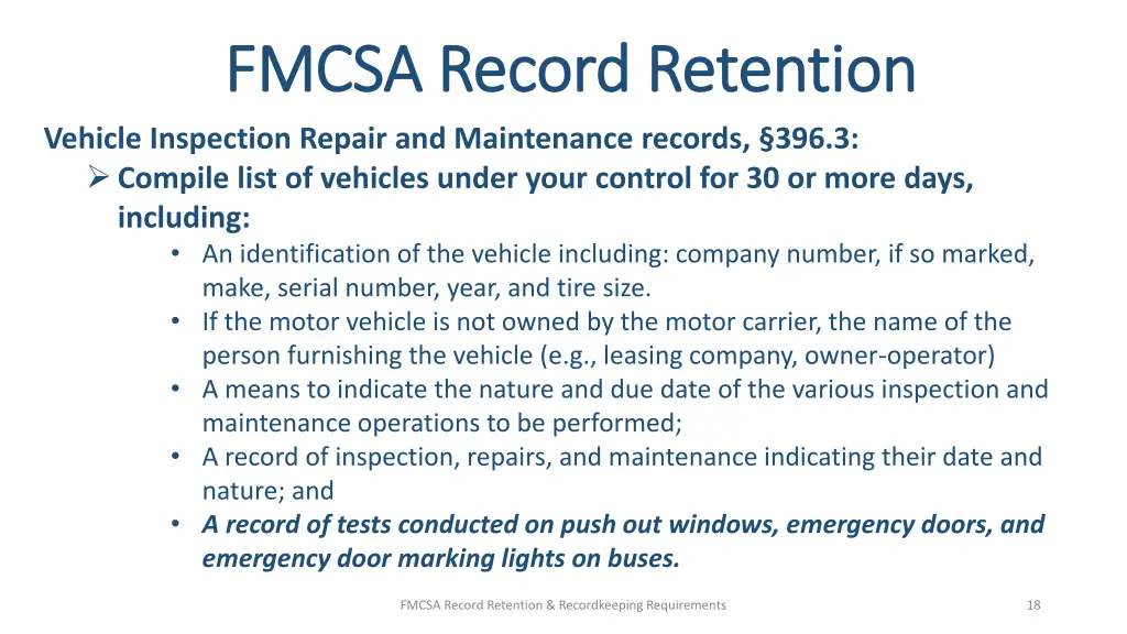 fmcsa record retention fmcsa record retention 13