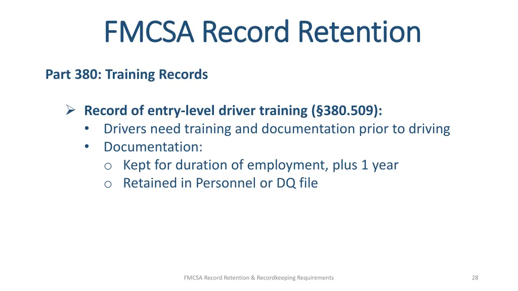 fmcsa record retention fmcsa record retention 23