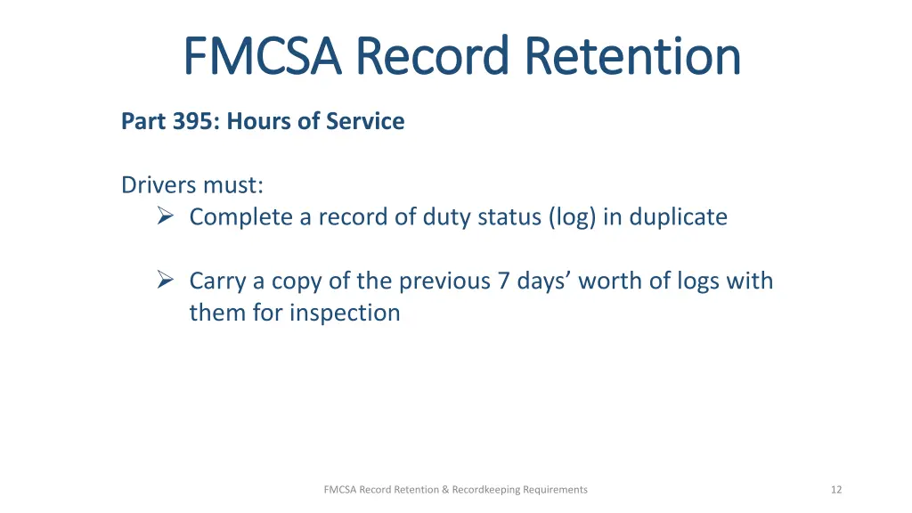 fmcsa record retention fmcsa record retention 7