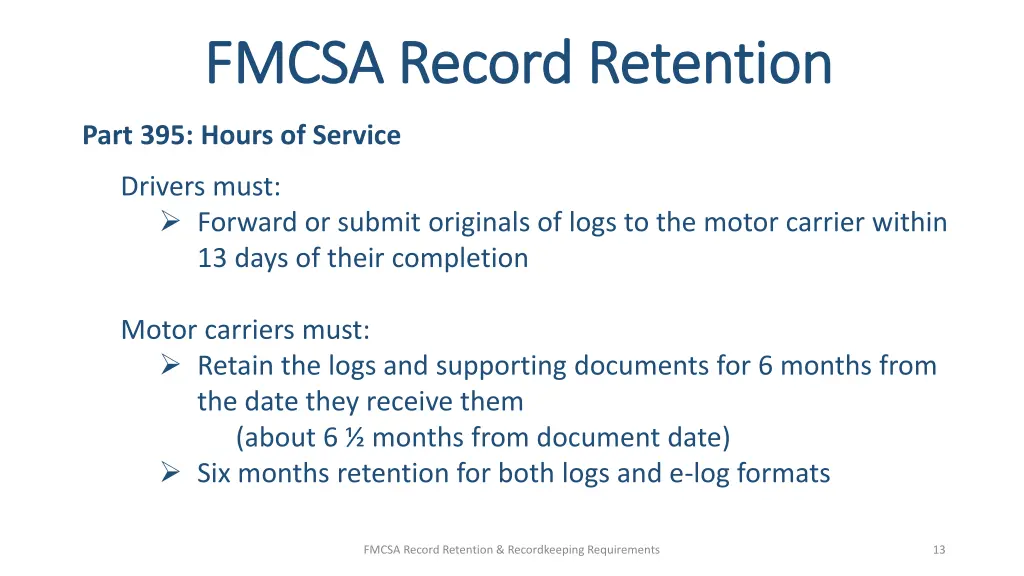 fmcsa record retention fmcsa record retention 8