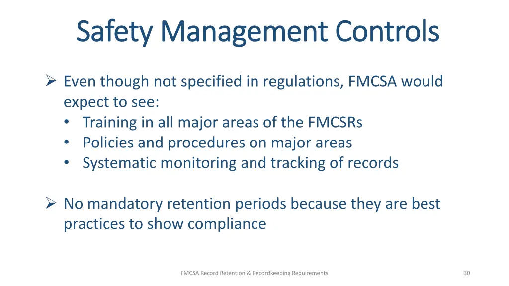 safety management controls safety management