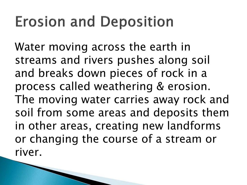 water moving across the earth in streams