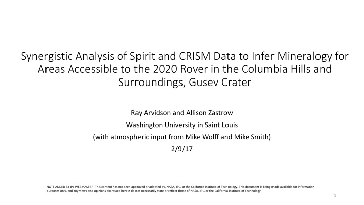 synergistic analysis of spirit and crism data