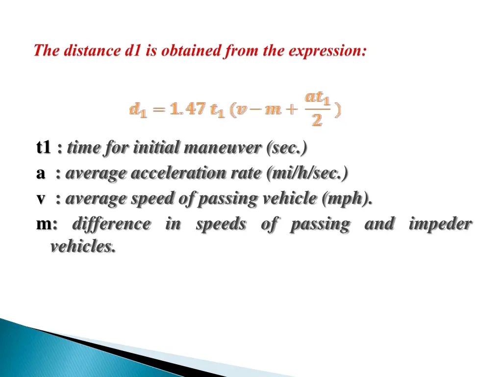 t1 time for initial maneuver sec a average