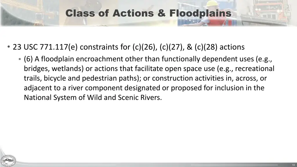 class of actions floodplains