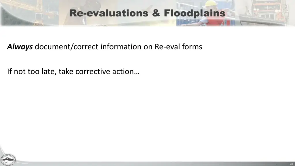 re evaluations floodplains